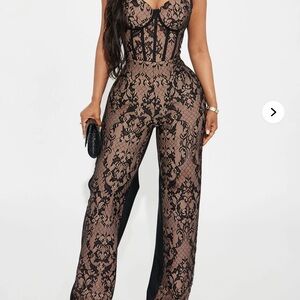 Fashion Nova Black Lace Jumpsuit